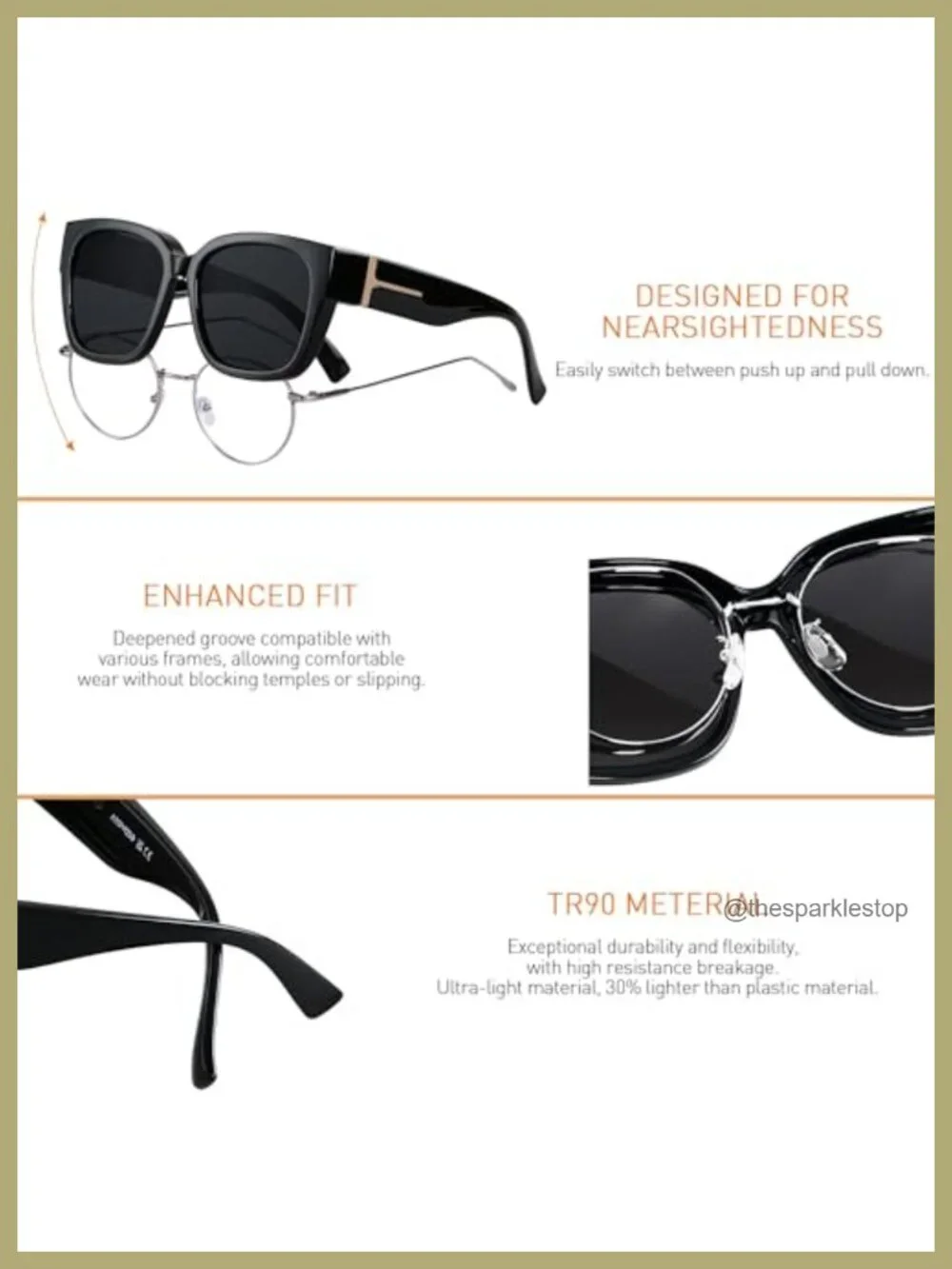 Polarized Fit Over Glasses Sunglasses Oversized Square UV400 TR90 Unisex